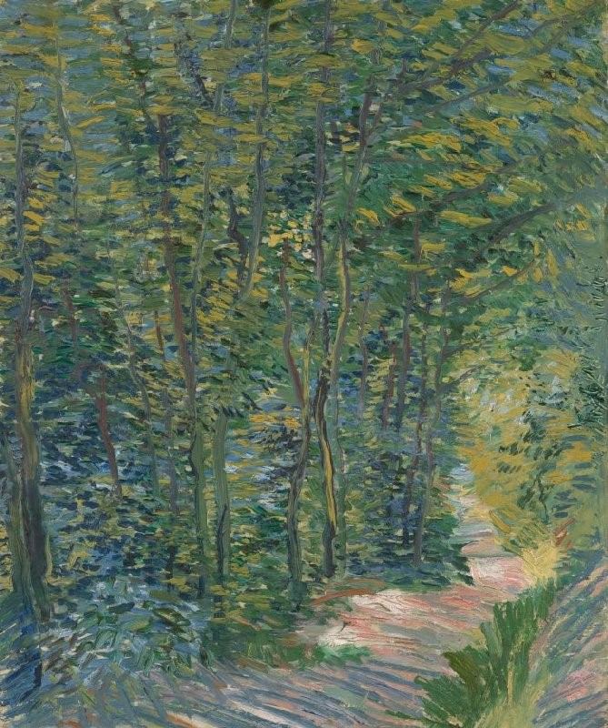 Vincent Van Gogh. Path in the Woods, Paris, May - July 1887. 
Oil on canvas; 18.1 x 15.1 in. Van Gogh Museum, Amsterdam (Vincent van Gogh Foundation).
